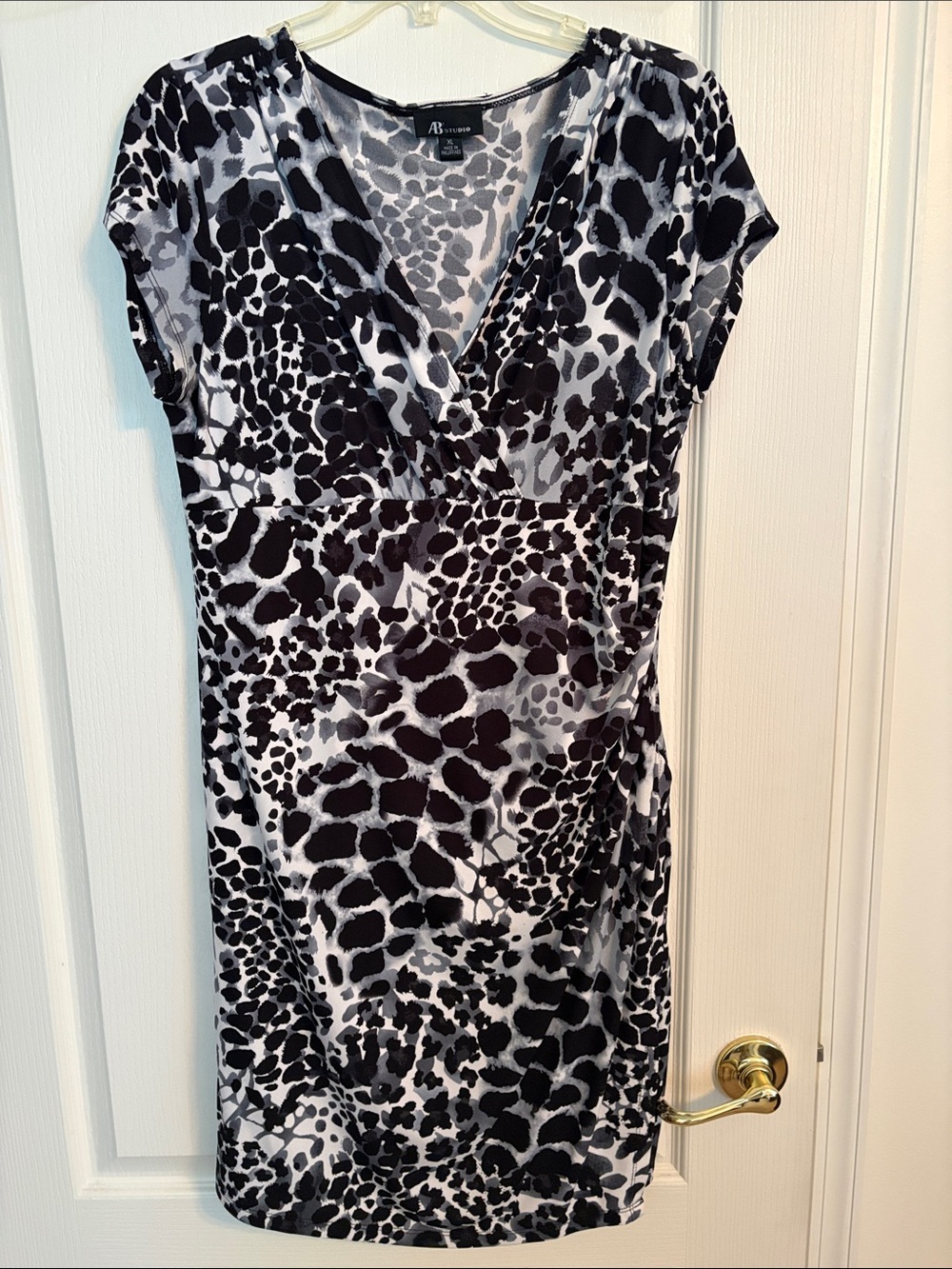 AB Studio Black & White Animal Print Sheath Dress